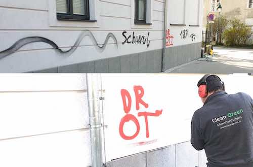 vorher nachher arztpraxis fassade graffiti entfernung von clean green